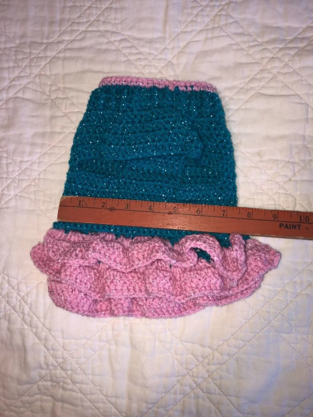 Dog Crochet Sweater with Pink Flower, Size Small